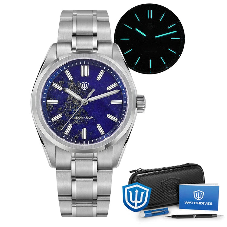 Watchdives WD0003B ‌Quartz Watches ‌VH31 Movement Aventurine Dial Watch 100m Waterproof Sapphire Crystal 36mm Vintage Watch Khamik Shop Online