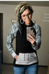 Camo Stripe Prints Splicing Hoodie Jade