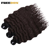 FREEDOM Synthetic Curly Braiding Hair Extensions 24 Inch/60 cm Long Deep Wavy Twist Crochet Braids Hair Ombre Brown Rainbow Hair Khamik Shop Online