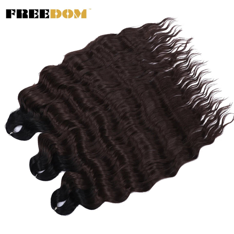 FREEDOM Synthetic Curly Braiding Hair Extensions 24 Inch/60 cm Long Deep Wavy Twist Crochet Braids Hair Ombre Brown Rainbow Hair Khamik Shop Online