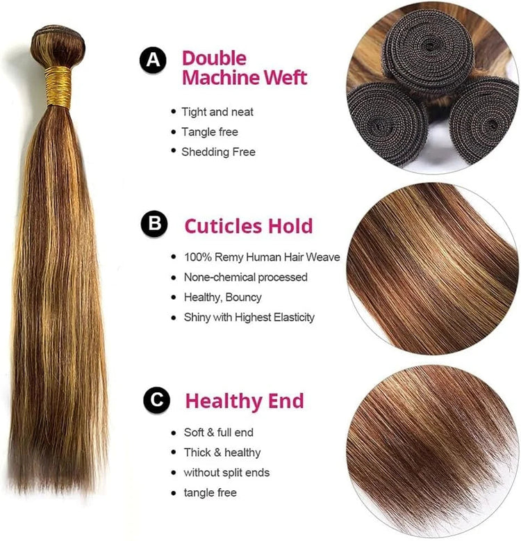 Piano Color 4/27 Straight Bundles Virgin Human Hair Brazilian Hair Weaving Highlight Human Hair 2/3 Bundles Deals For Extensions Khamik Shop Online