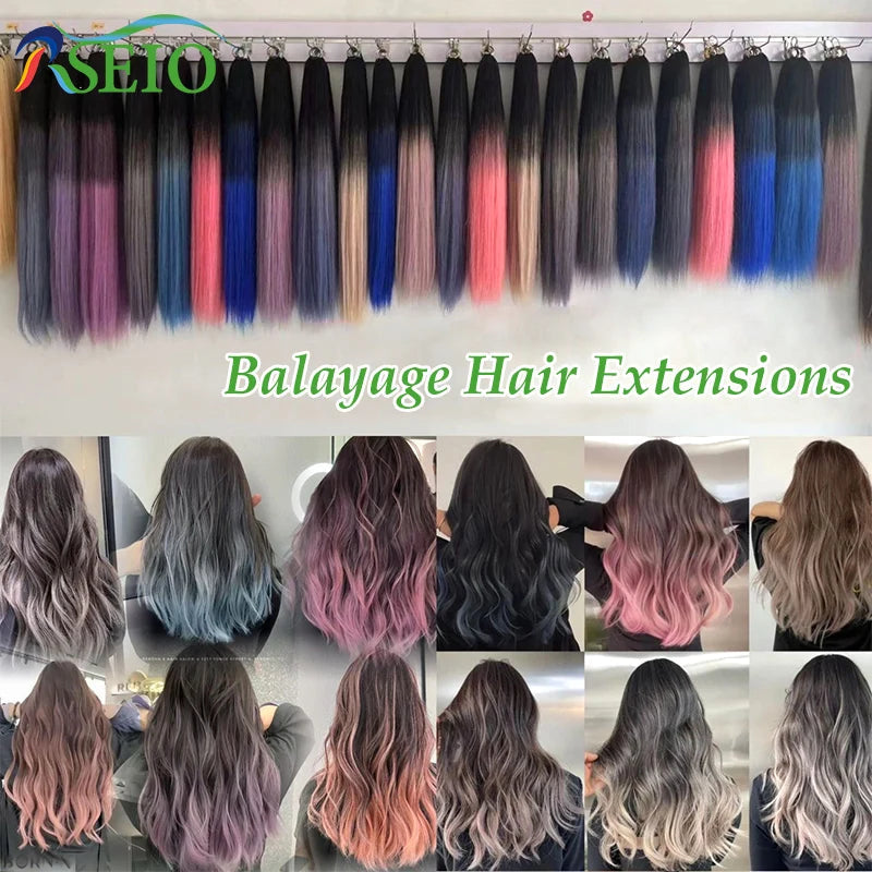 RESIO  Feather Hair Extensions Straight 100% Real Human Microring Hair Extensions Color Purple Blue Pink Gray 18-20inch Khamik Shop Online