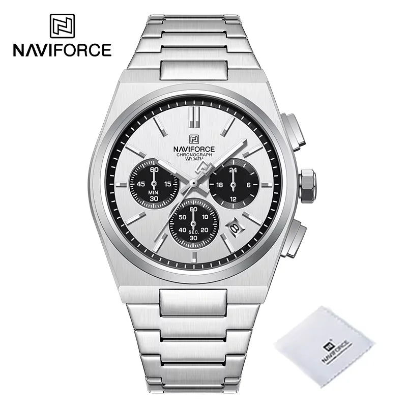 Trend Brand Stainless Steel Couple Watch Quartz Date Display Chronograph for Lovers Waterproof Fashion Wild Wristwatch