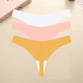 3PCS/SET Sexy G-String Underwear Female T-back Intimates Lingerie Seamless Low Waist Underpants 10 Color Lady Bikini Panty XS-XL Khamik Shop Online