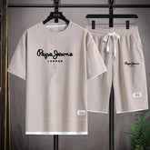 Fashionable casual T-shirt + shorts set for men. Men&