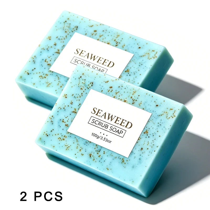 Seaweed Scrub Soap for Face And Body - Deep Cleansing Oil Control with Retinol Collagen VC Essence - Brighten Skin 100g Khamik Shop Online