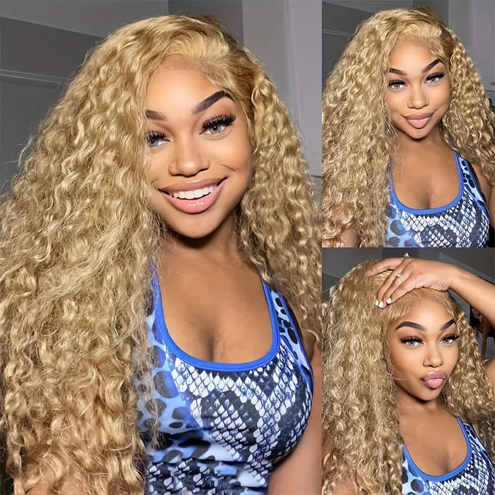 SoGreat 27 Honey Blonde Wig Human Hair 13x6 Curly Wigs Deep Wave Lace Front Wig 13x4 Water Wave Human Hair Wig Colored Brazilian Khamik Shop Online