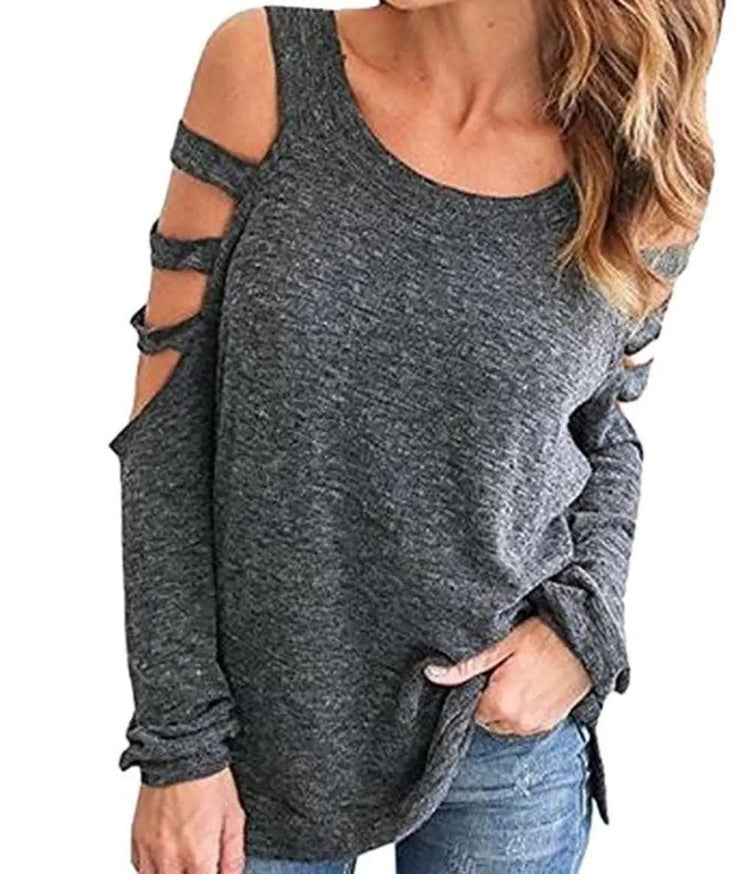 Womens Open Shoulder Long Sleeve Casual Top Yellow Pandora