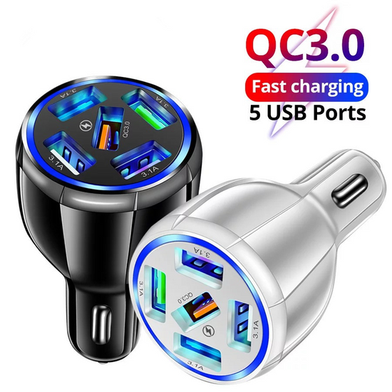 15W Quick Charge 5USB QC3.0 Car Charger Lilac Milo