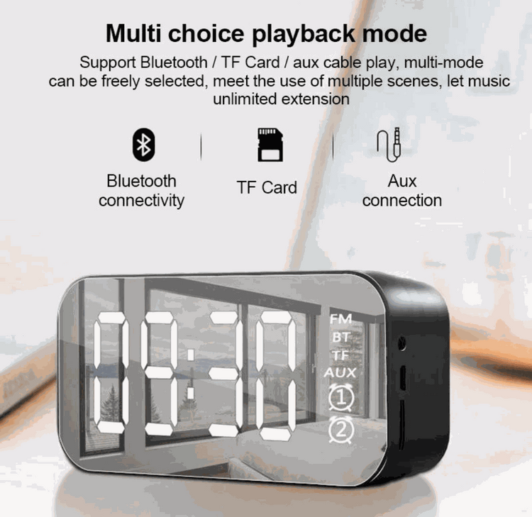 LED Display Alarm Clock Wireless Bluetooth Speakers – Audio Accessory Teal Simba
