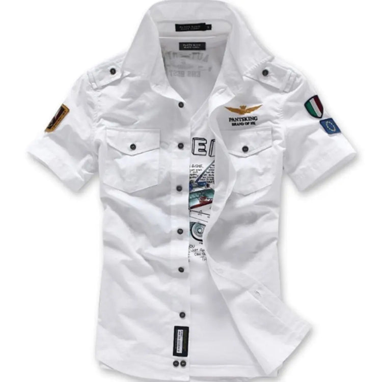 Mens Short Sleeve Military Style Shirt Yellow Pandora