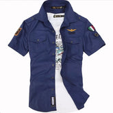 Mens Short Sleeve Military Style Shirt Yellow Pandora