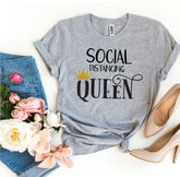 Social Distancing Queen T-shirt Agate