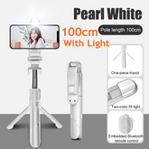 3 In 1 Tripod Bluetooth Selfie Stick with Fill Light for Smartphone Lilac Milo