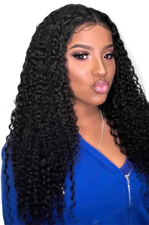 180% Density Full 4x4 Transparent Lace Front Kinky Curly Human Hair Wi Cerise Alfie