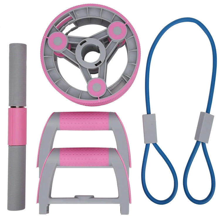 Multifunctional Abdominal Wheel Pull Strap Gym Fitness Training Set Copper Hecuba