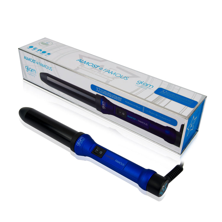 Almost Famous 32mm Glam Series Curling Wand with Gem Infused Barrel Sky Blue Thrace