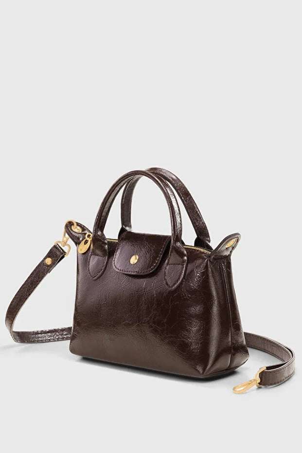 Brown Patent Versatile PU Leather Crossbody Bag for Women – Women&