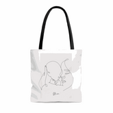 Sac cabas Mom and I medium en polyester noir avec poignées en coton, design double face, idéal pour la plage ou la ville.
