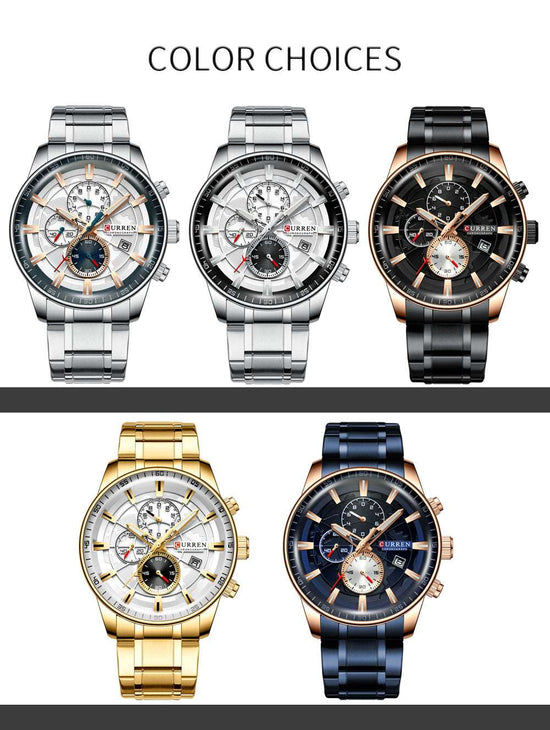 Montre hommes de luxe étanche avec mouvement quartz et boîtier en alliage