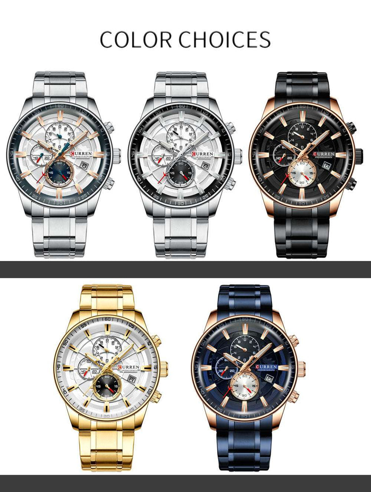 Montre hommes de luxe étanche avec mouvement quartz et boîtier en alliage