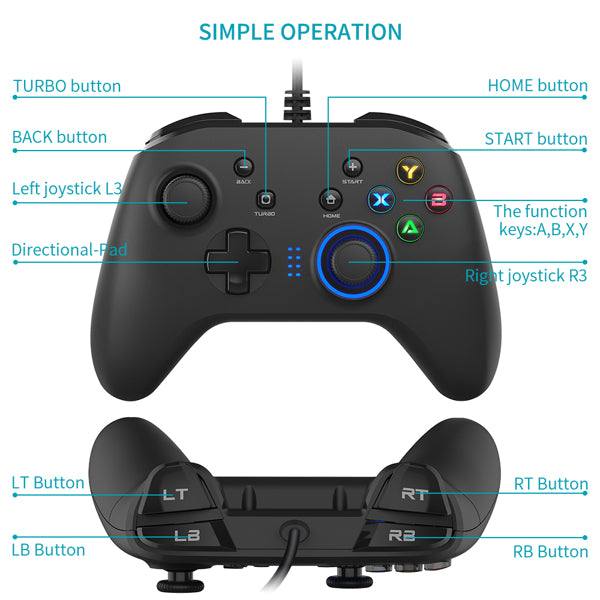 Wired Gaming Controller Joystick Gamepad with Dual-Vibration – Tech Accessories Teal Simba