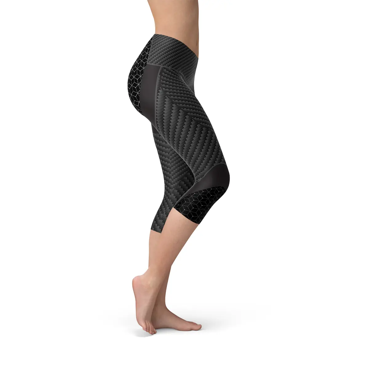 Womens Carbon Fiber Sports Capri Leggings Maroon Sooty