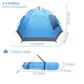 Automatic Family Tent Instant Pop Up Waterproof for Camping Hiking Teal Simba