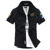 Mens Short Sleeve Military Style Shirt Yellow Pandora