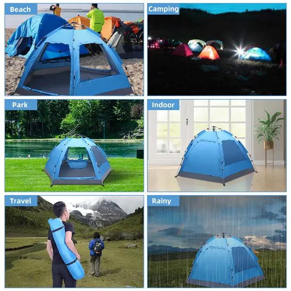 Automatic Family Tent Instant Pop Up Waterproof for Camping Hiking Teal Simba