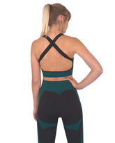 Trois Seamless Sports Bra - Black with Blue Lazurite