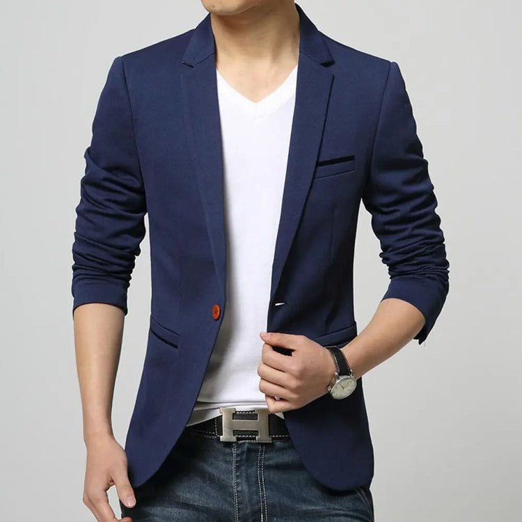 Mens One Button Slim Fit Blazer Yellow Pandora