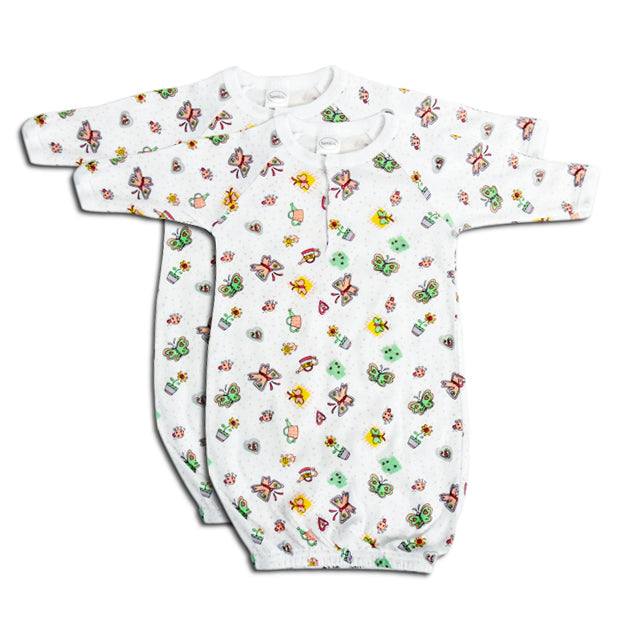 Bambini Girls Print Infant Gowns - 2 Pack Emerald Clover