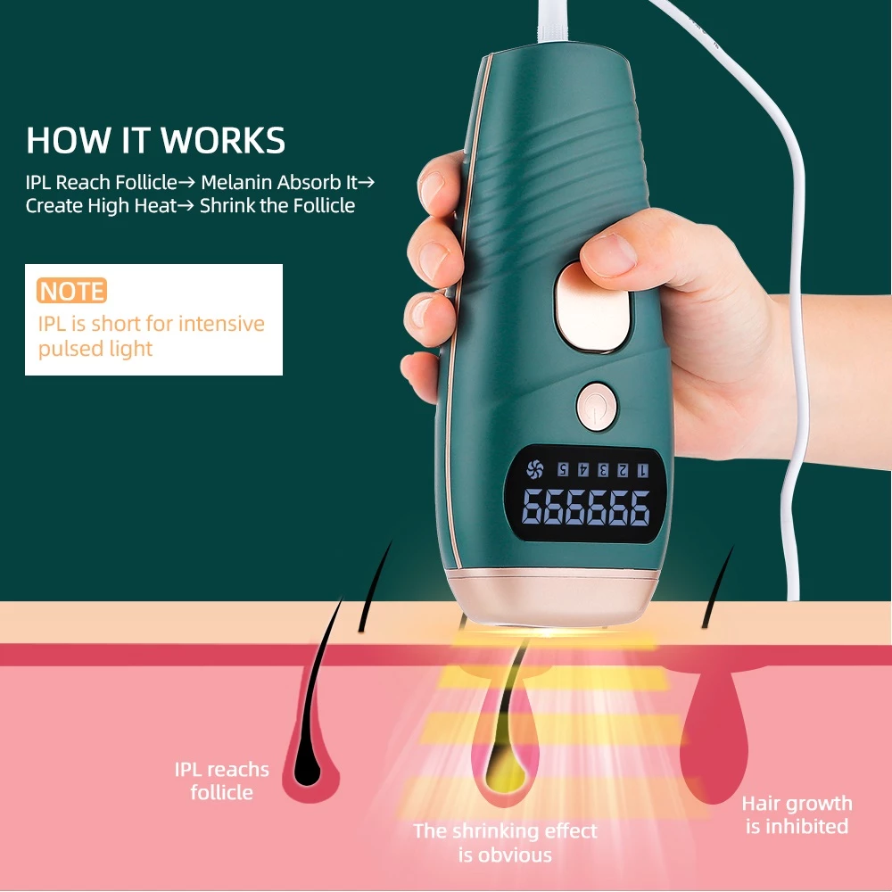IPL Laser Epilator Painless 999999 Flashes Hair Removal Hair Remover Teal Simba