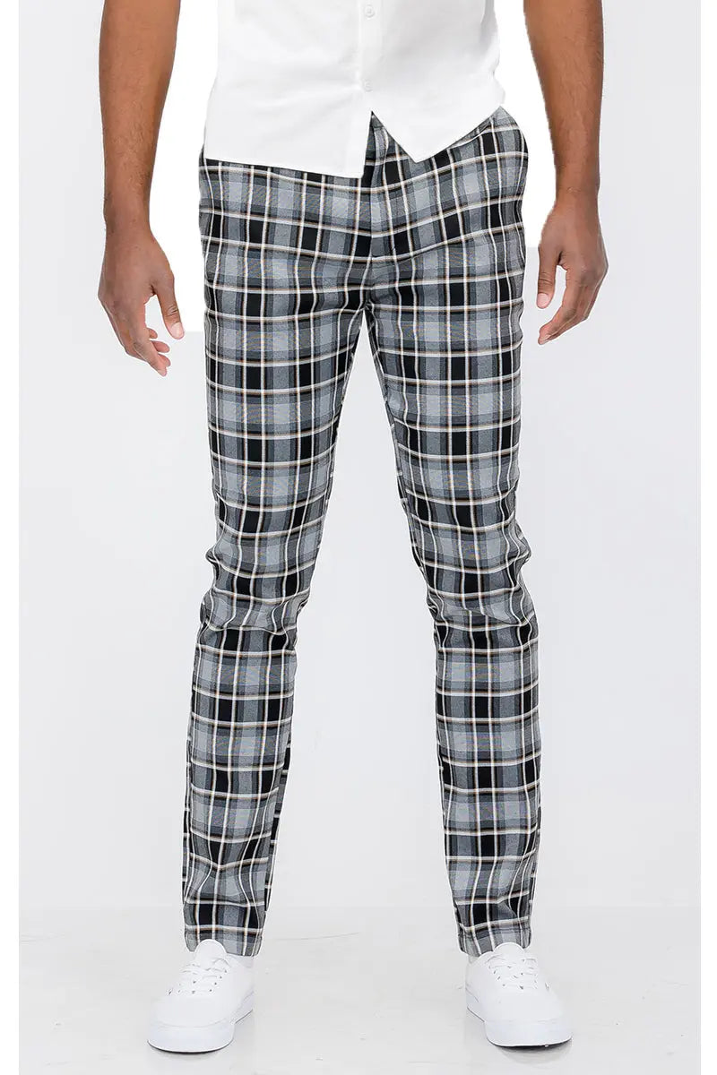 Plaid Slim Fit Trouser Pants SR012 Lime Milo