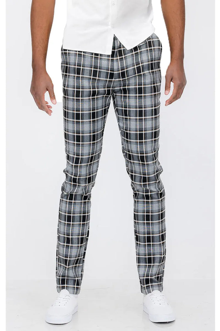 Plaid Slim Fit Trouser Pants SR012 Lime Milo