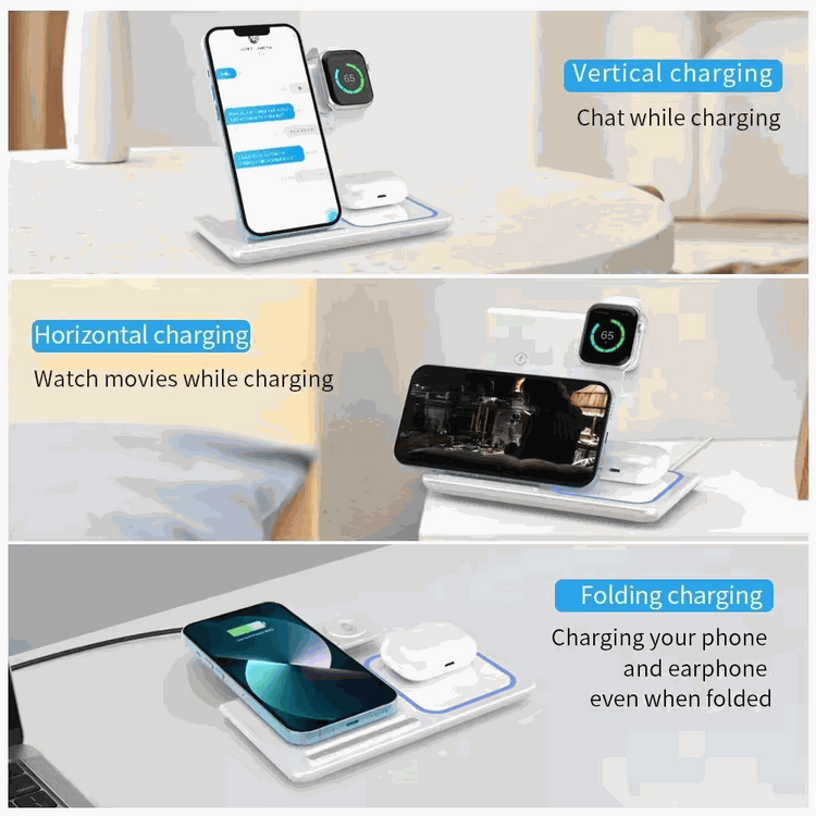 Foldable 3 In 1 Fast 15w QI Wireless Charging Station – Charger Lilac Milo