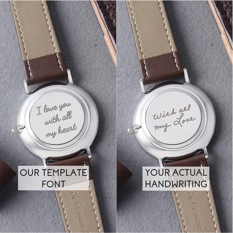 Handwriting Gifts for Groom, Engraved Watch for Men Green Millie