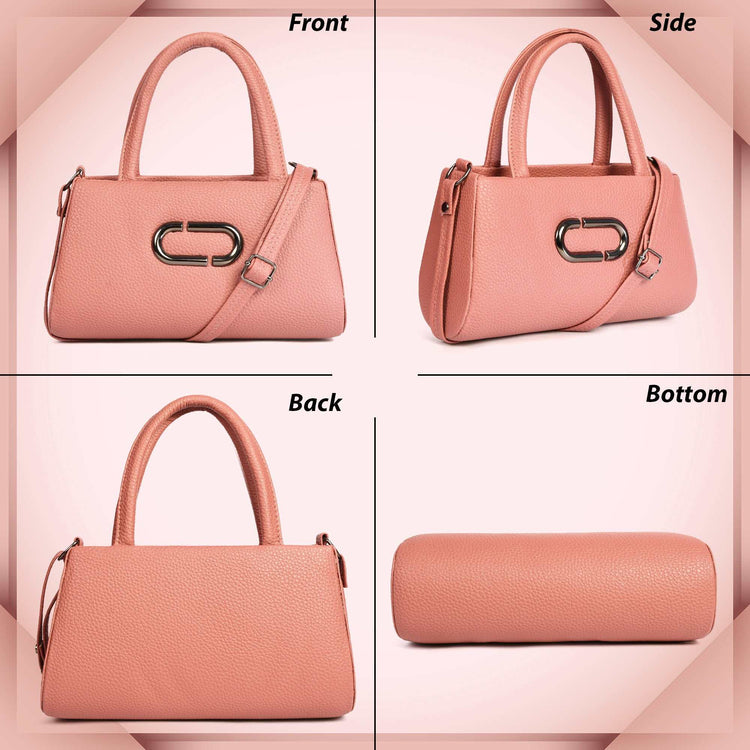 Women Leather Sling bag With Handle - Peach – Women&