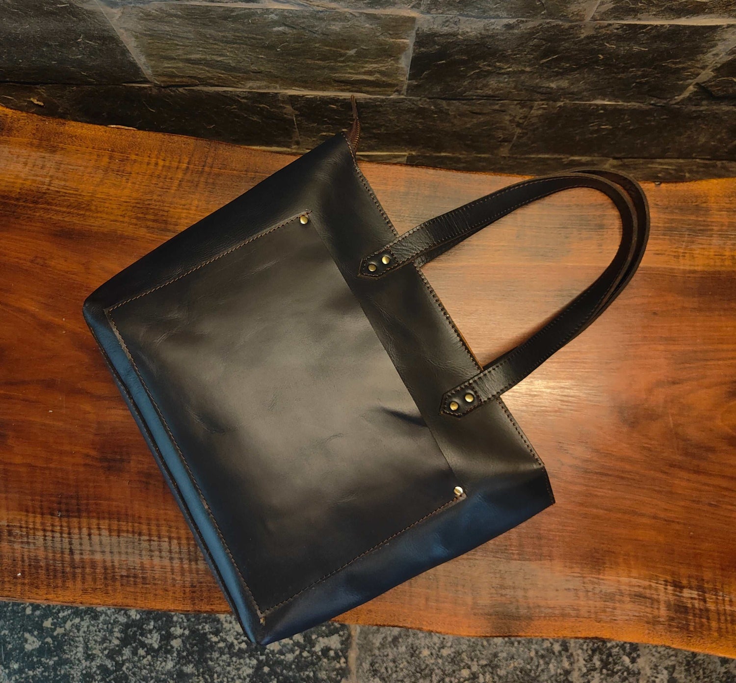 Genuine Leather Tote Bag with Zipper for Women – Women&