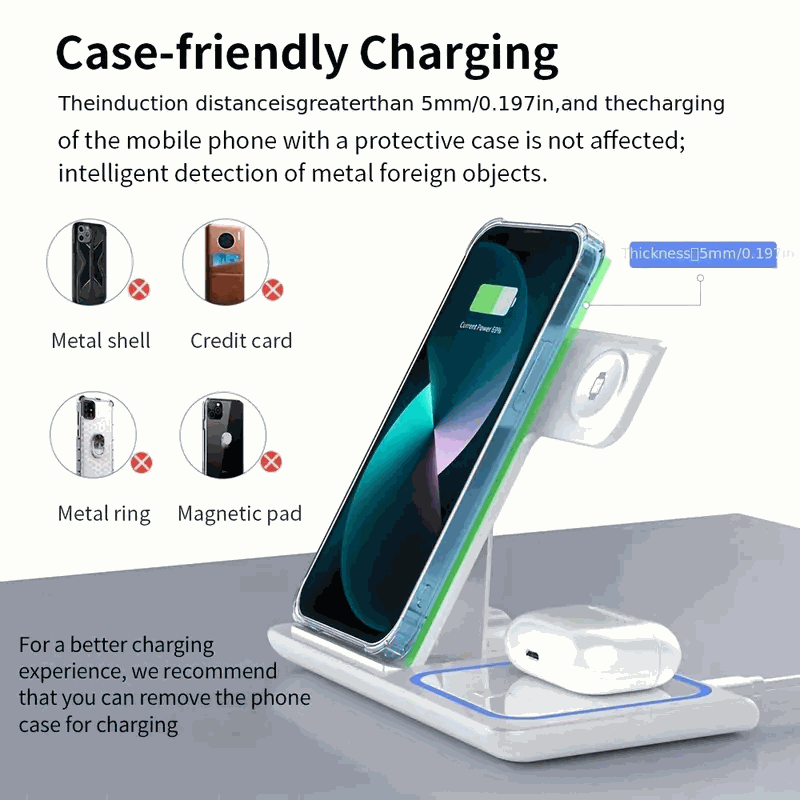 Foldable 3 In 1 Fast 15w QI Wireless Charging Station – Charger Lilac Milo