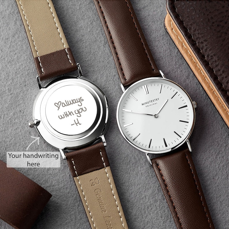 Handwriting Gifts for Groom, Engraved Watch for Men Green Millie