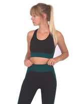 Trois Seamless Sports Bra - Black with Blue Lazurite