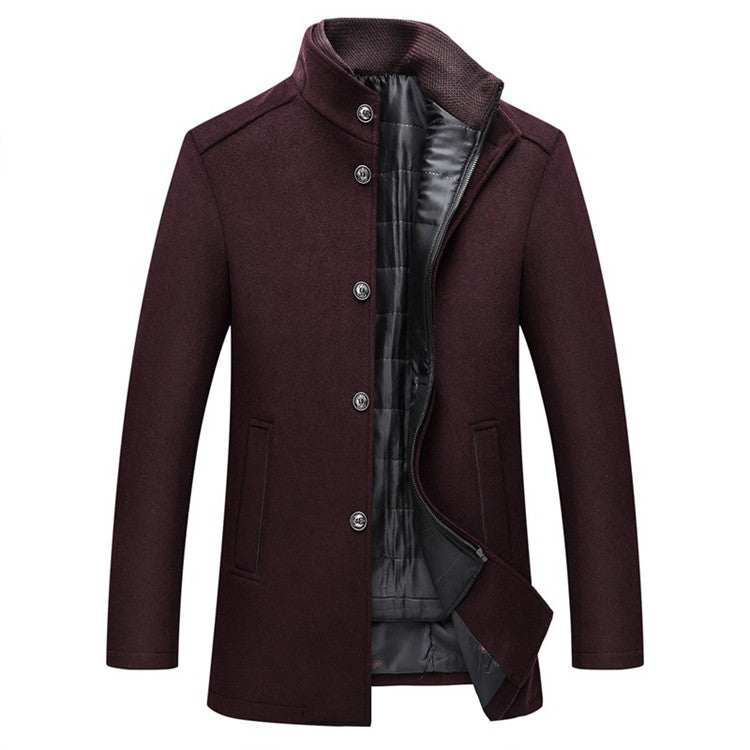 Winter Men Wool Jacket Slim Fit Thick Warm Coat Teal Simba