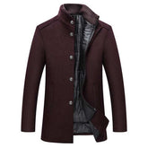 Winter Men Wool Jacket Slim Fit Thick Warm Coat Teal Simba
