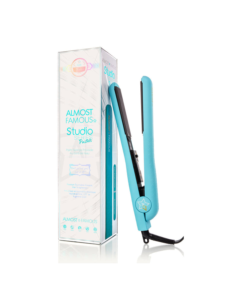 Almost Famous 1.25" Studio Series Flat Iron with Luxe Gemstone Plates Sky Blue Thrace