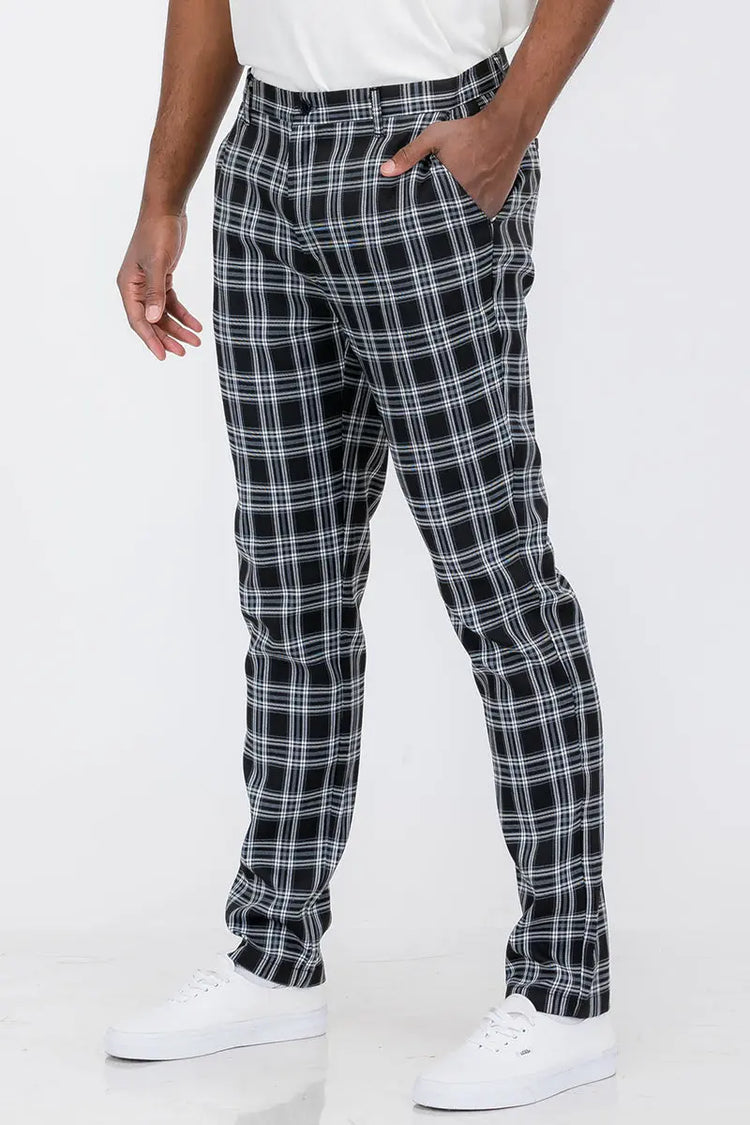 Plaid Slim Fit Trouser Pants SR010 Lime Milo