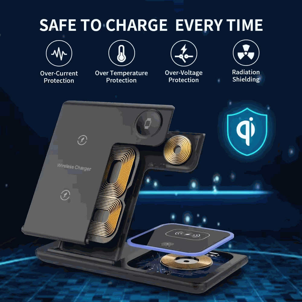 Foldable 3 In 1 Fast 15w QI Wireless Charging Station – Charger Lilac Milo