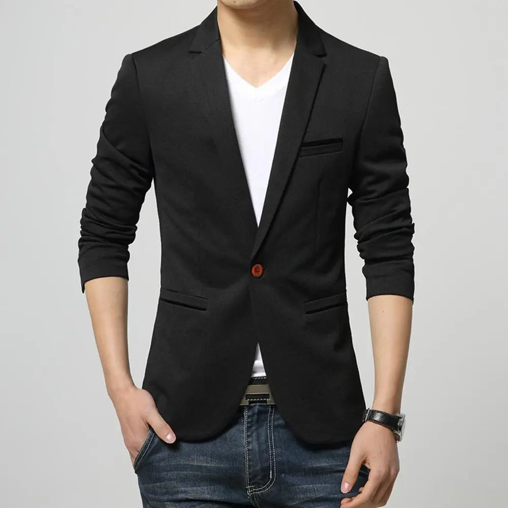 Mens One Button Slim Fit Blazer Yellow Pandora