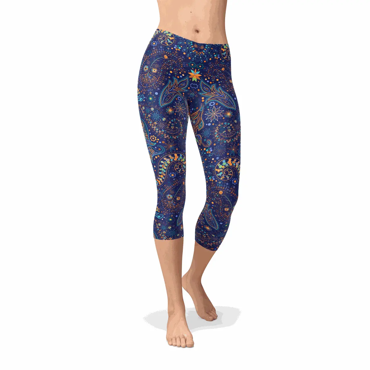 Womens Paisley Butterfly Capri Leggings Maroon Sooty